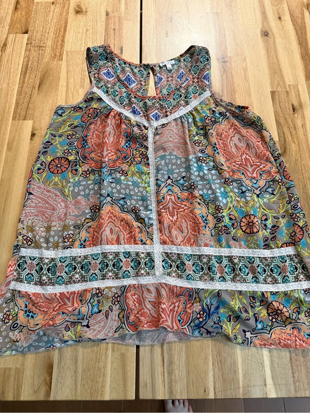 Spense Multicolor Paisley Lace-Trim Sleeveless Camisole